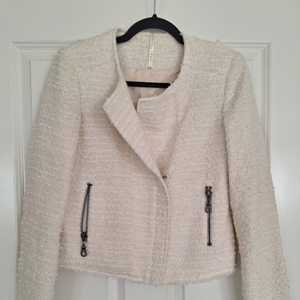 Truth and Pride Moto‎ Jacket Women's Cream Metallic Long Sleeve  Size S